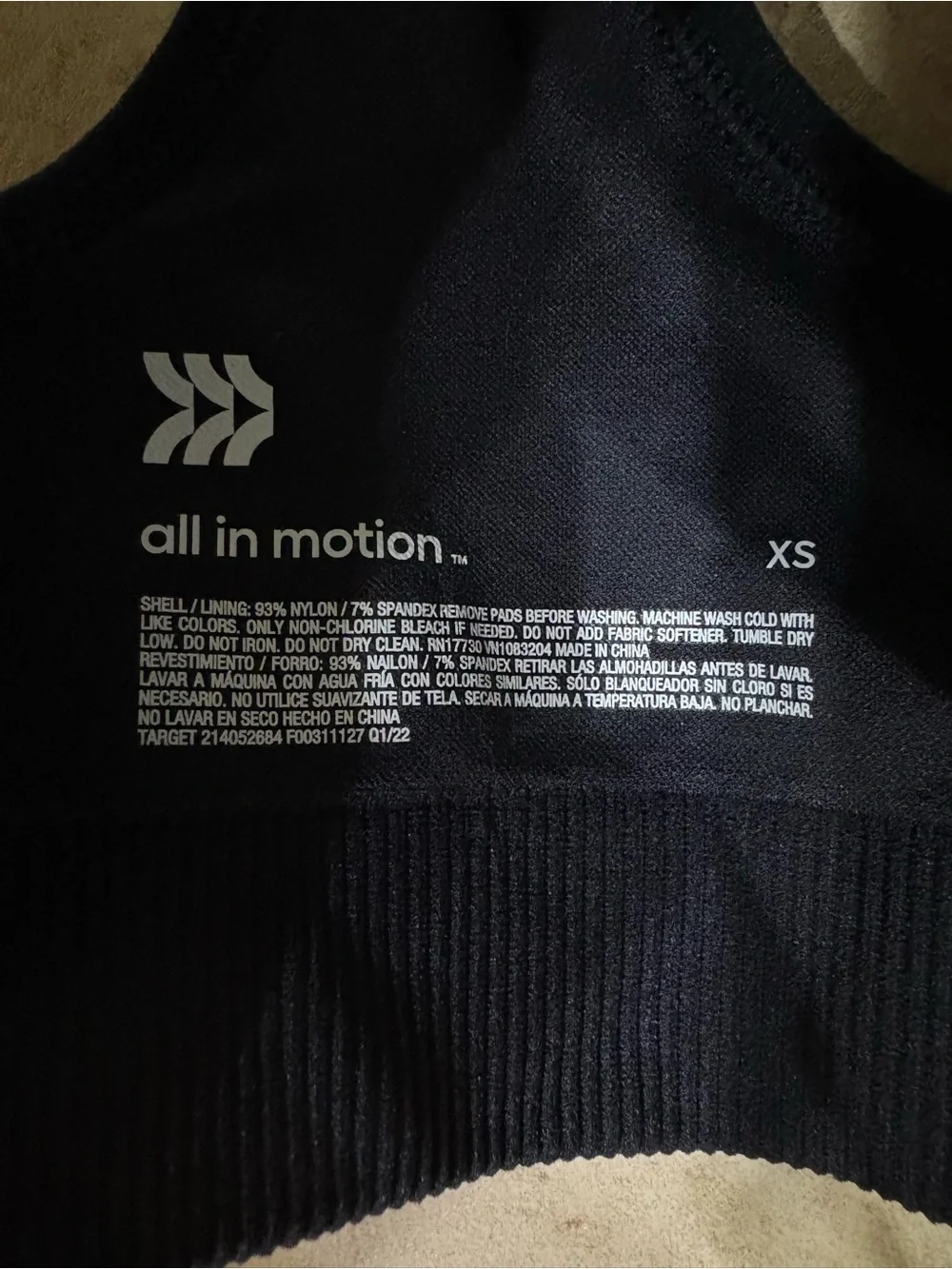 All in Motion NWT Women’s Black Racerback Sports Bra Bundle of 2 size XS